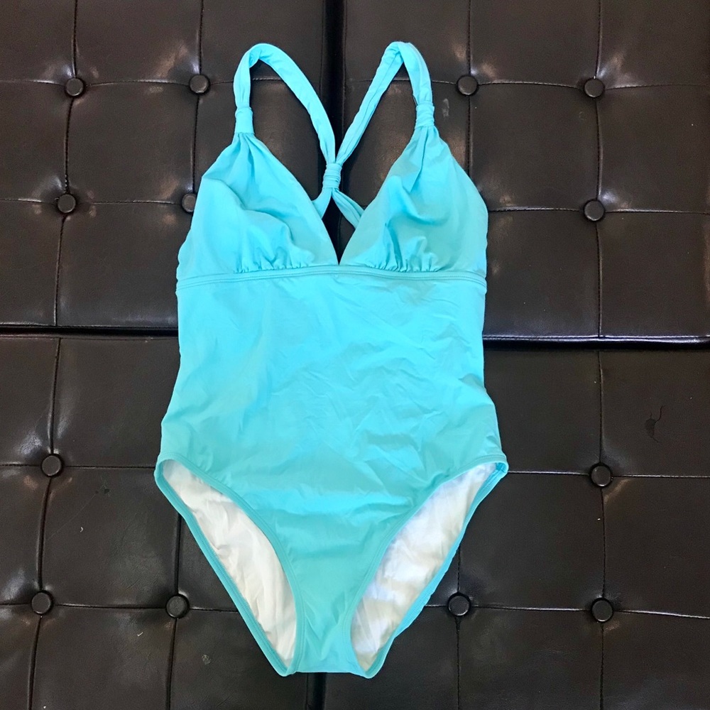 Anne Klein turquoise cross cross one piece